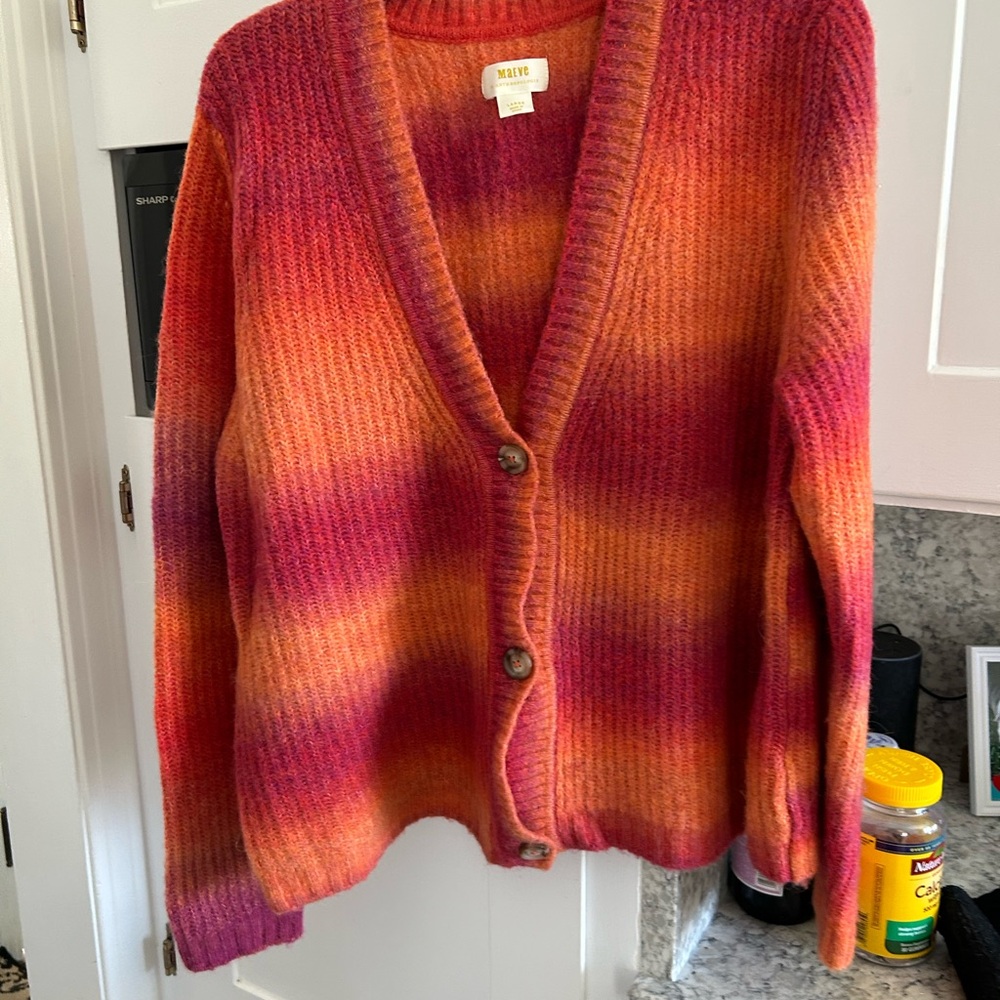 Anthropologie Women's Red and Orange Cardigan